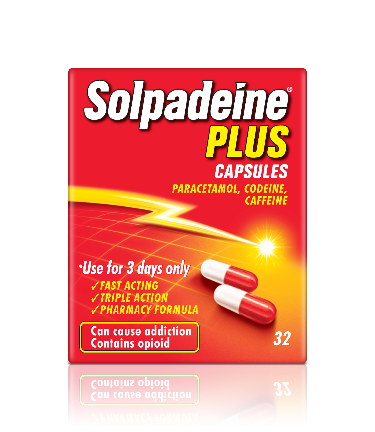 Solpadeine PLUS capsules product packaging