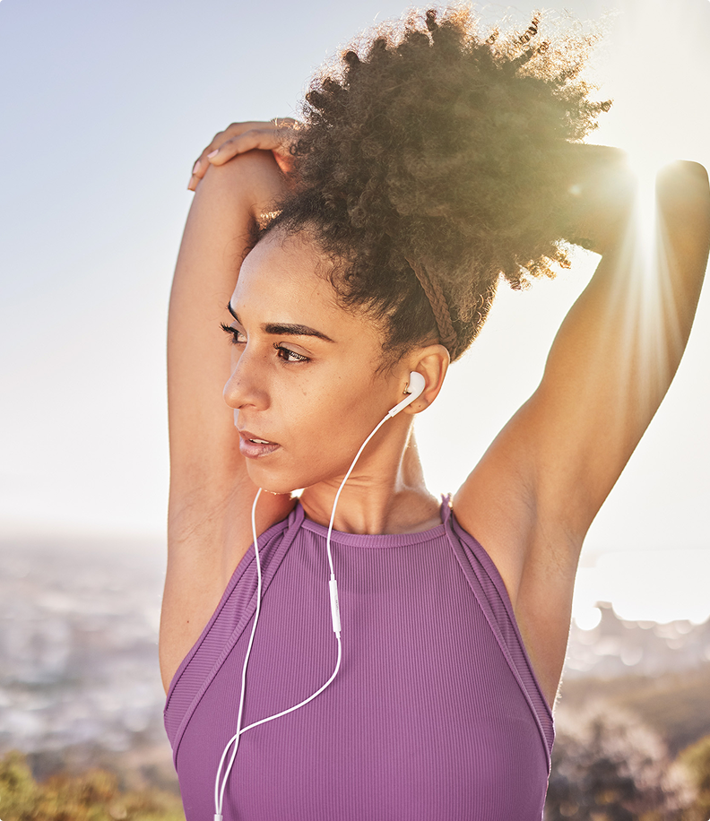 Lady wearing earphones